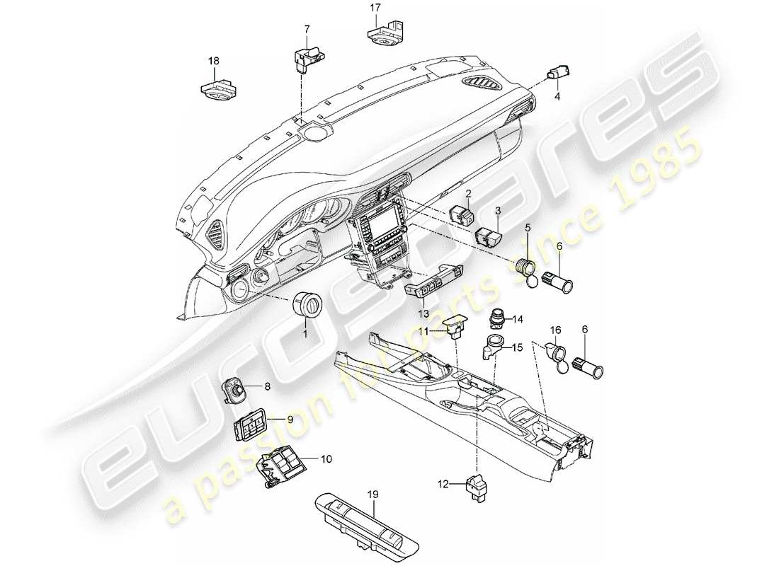 porsche 2006 (997-1) switch part diagram