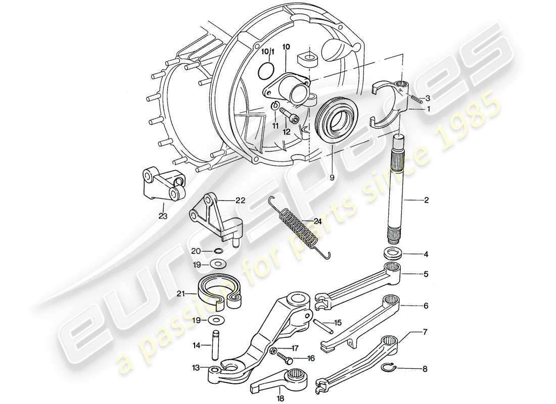 porsche 911 (1974) clutch release parts diagram