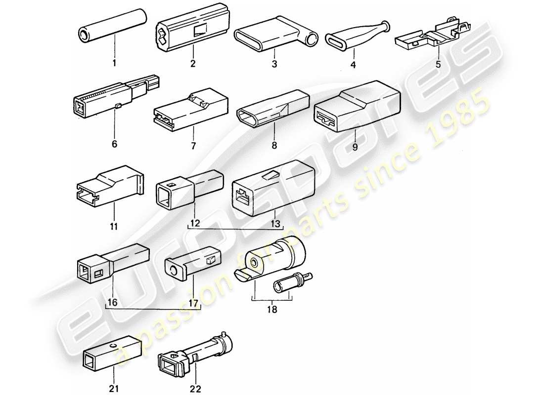 porsche 1984 (911) butt connector - connector housing parts diagram