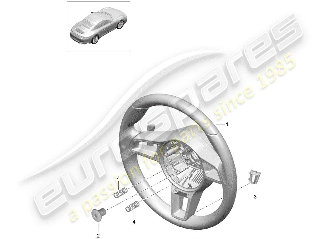 porsche 2020 (991-2) steering wheel part diagram
