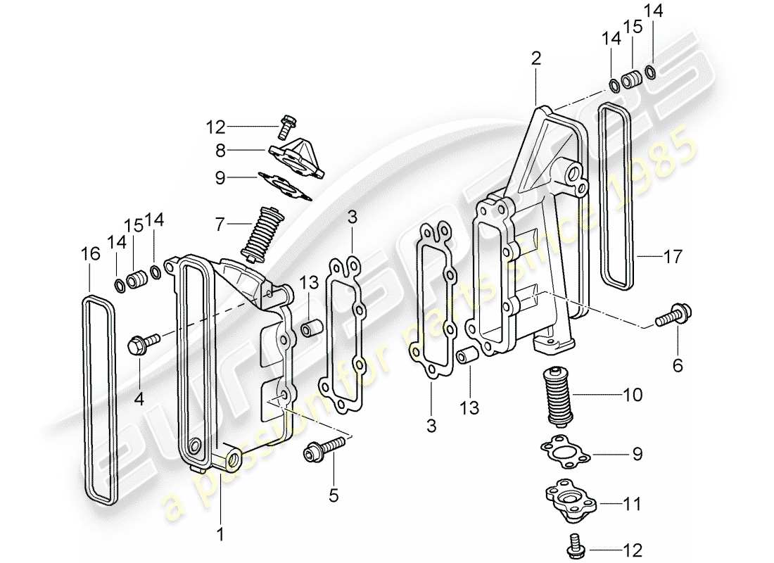 porsche 997 t/gt2 (2007) chain case parts diagram