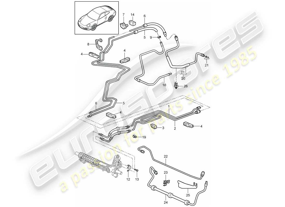 porsche 2010 (997-2) power steering parts diagram