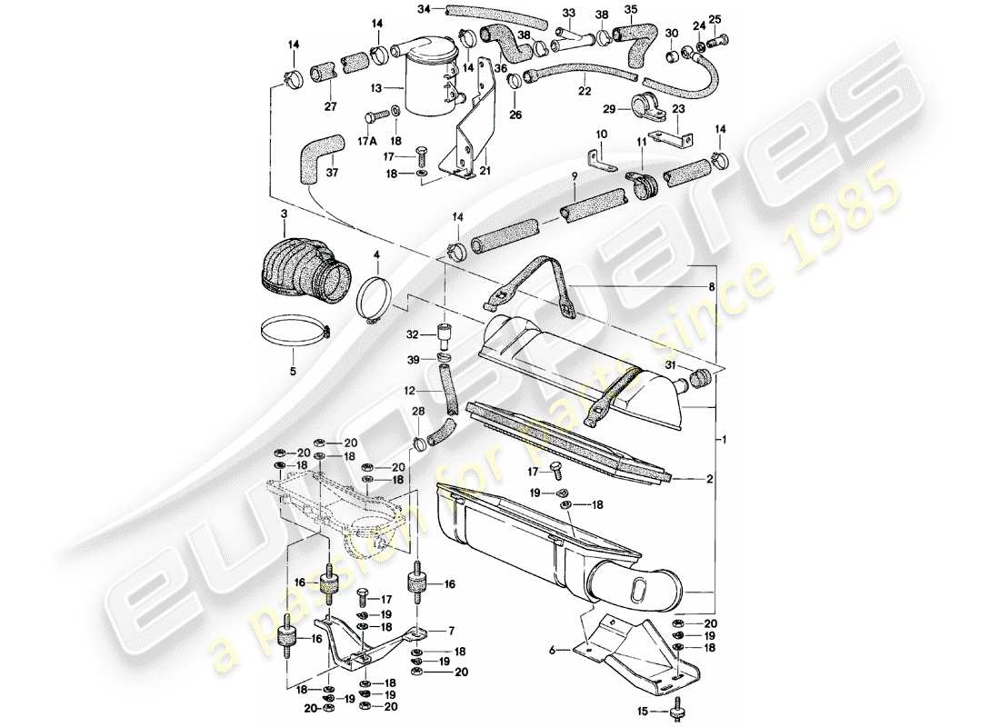 porsche 1982 (924) air cleaner system part diagram