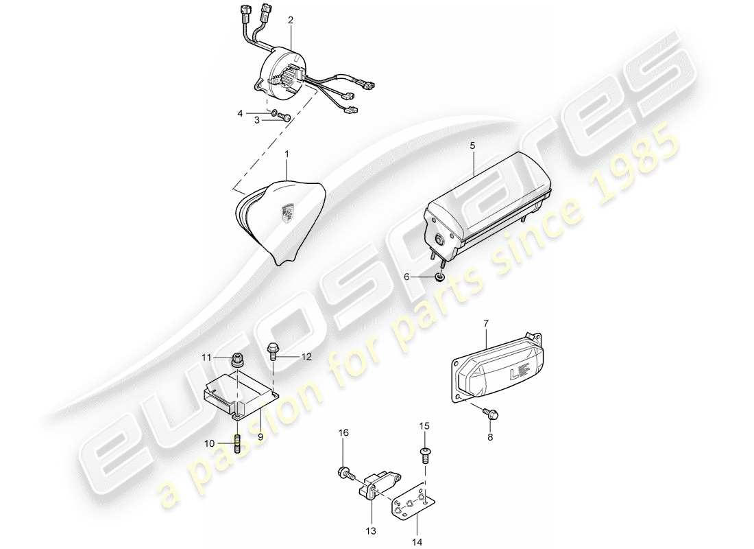 porsche 2004 (carrera gt) airbag part diagram