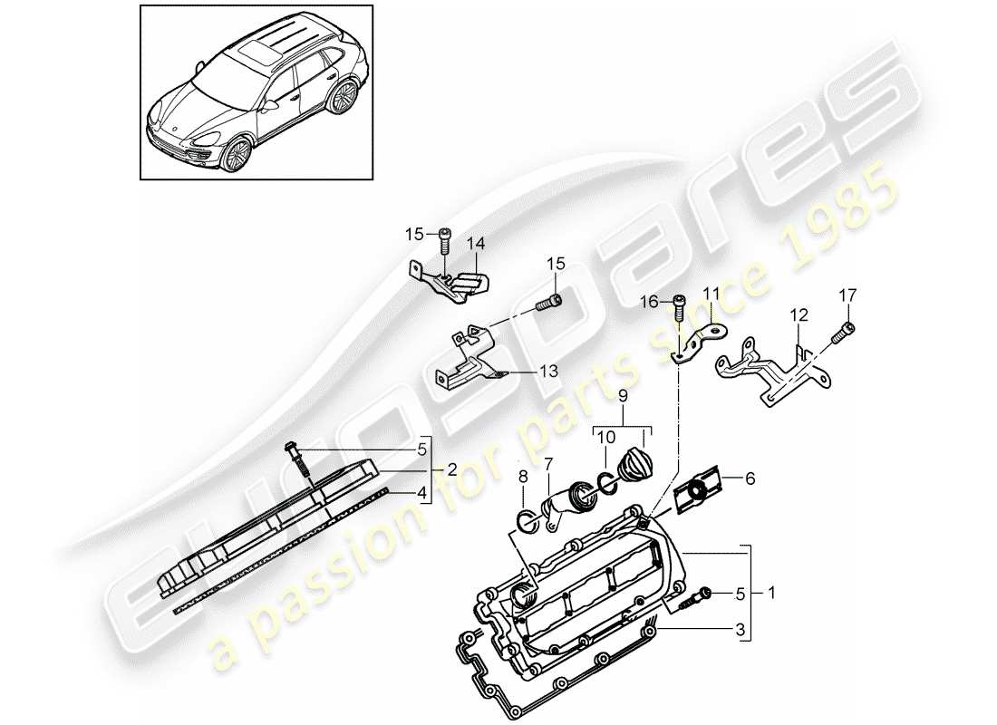 porsche 2016 (cayenne e2 92a) valve cover part diagram