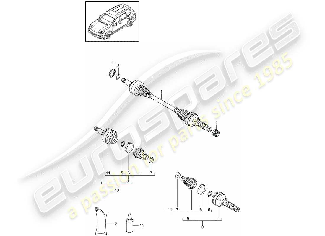 porsche 2014 (cayenne e2 92a) drive shaft part diagram