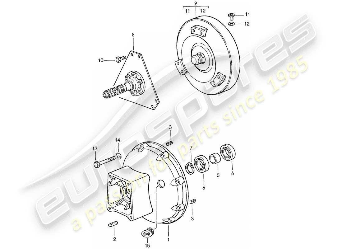 porsche 1991 (928) automatic transmission - torque converter - converter housing part diagram