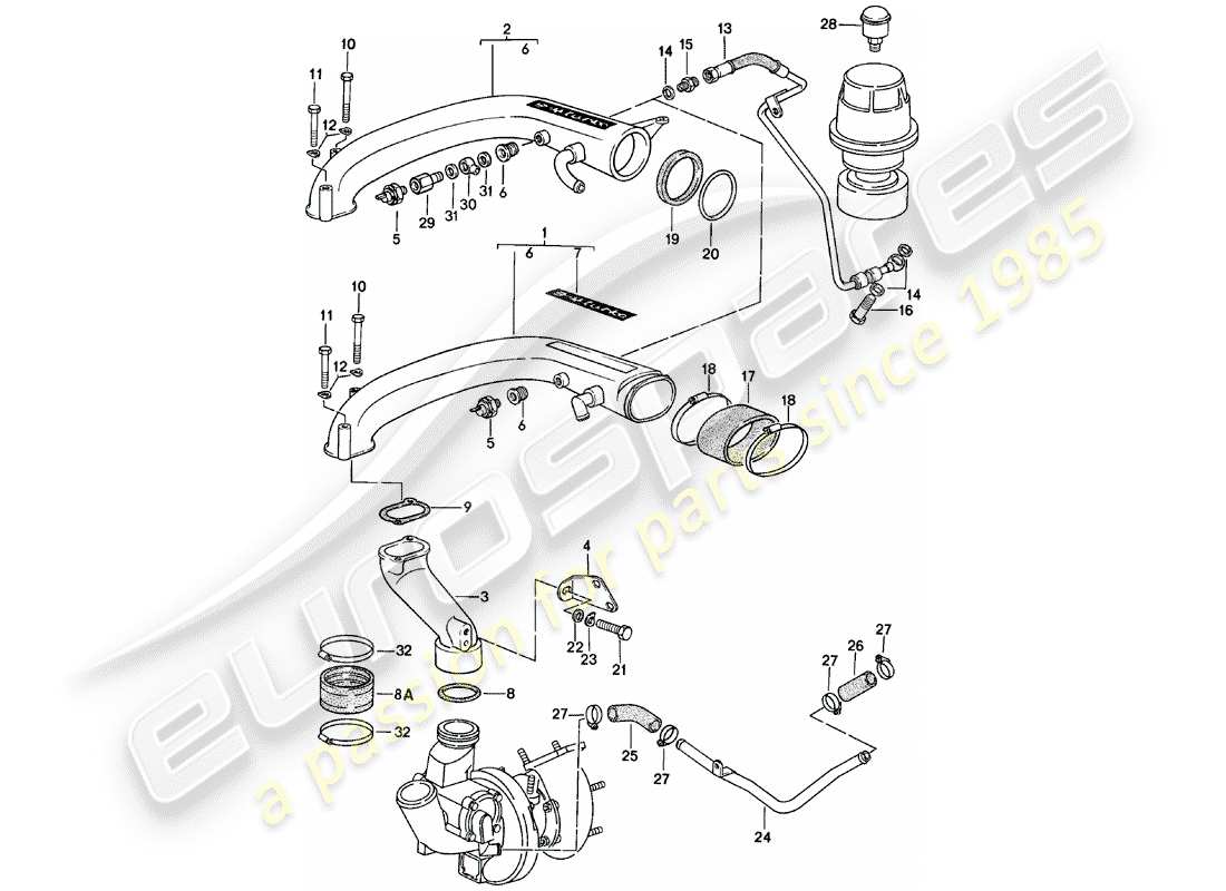 porsche 1984 (924) turbocharging part diagram