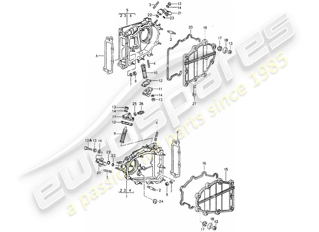 porsche 1992 (964) chain case - tensioner - chain part diagram