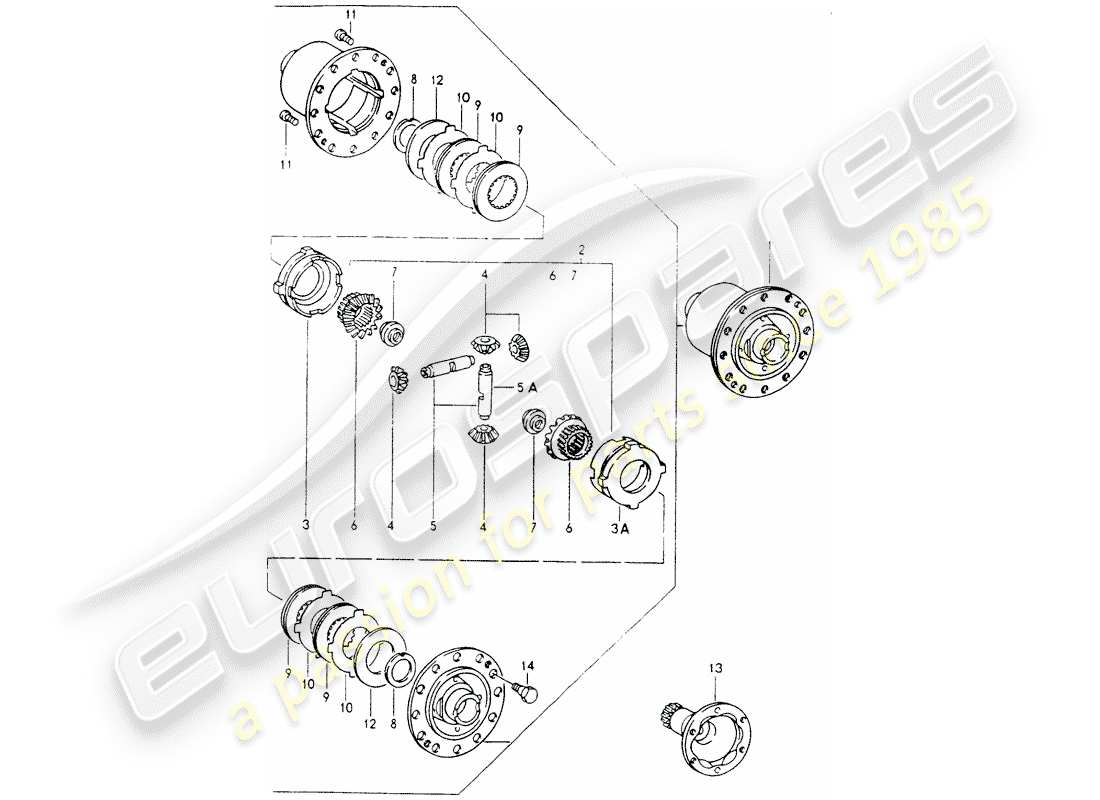 porsche 1992 (964) limited slip differential parts diagram