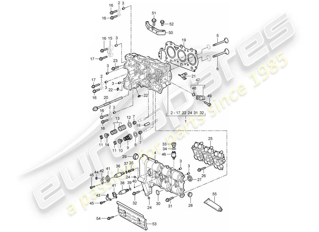 porsche 2008 (997-1) cylinder head part diagram