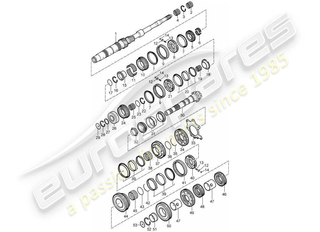 porsche 2006 (997-1) gears and shafts part diagram