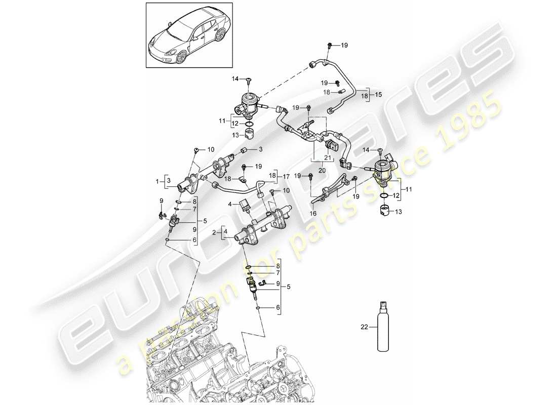 porsche panamera 970 (2014) fuel collection pipe part diagram