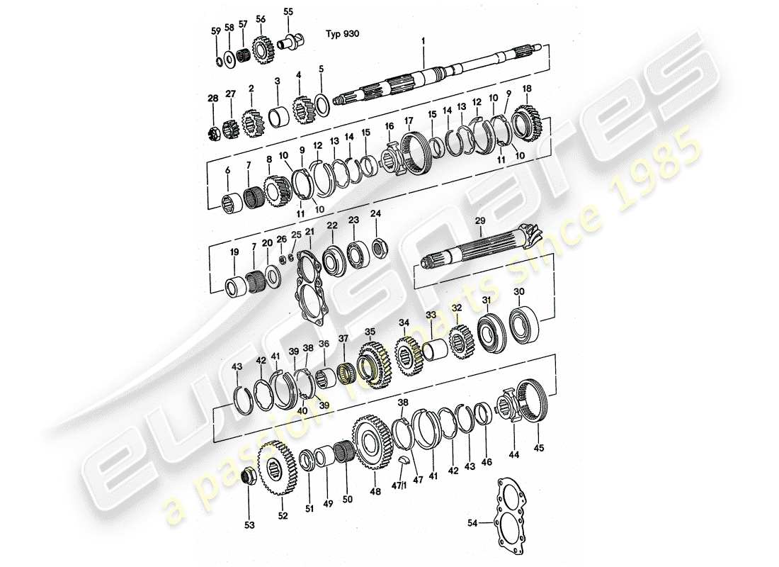 porsche 1977 (911 turbo) gear wheel sets - see group - 3/03/00 part diagram