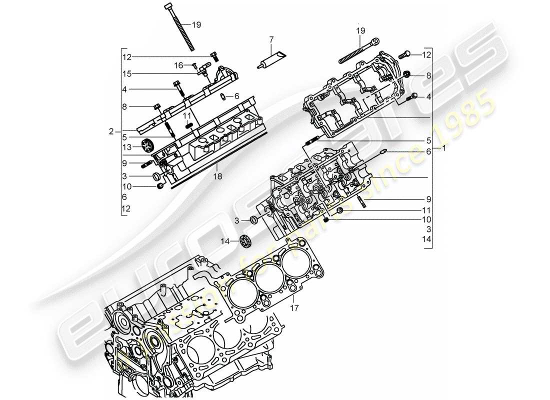 porsche cayenne (2009) cylinder head parts diagram