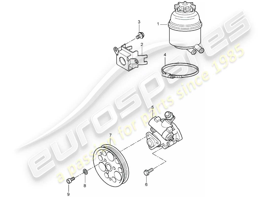 porsche 2006 (carrera gt) power steering - power-steering pump - oil container part diagram