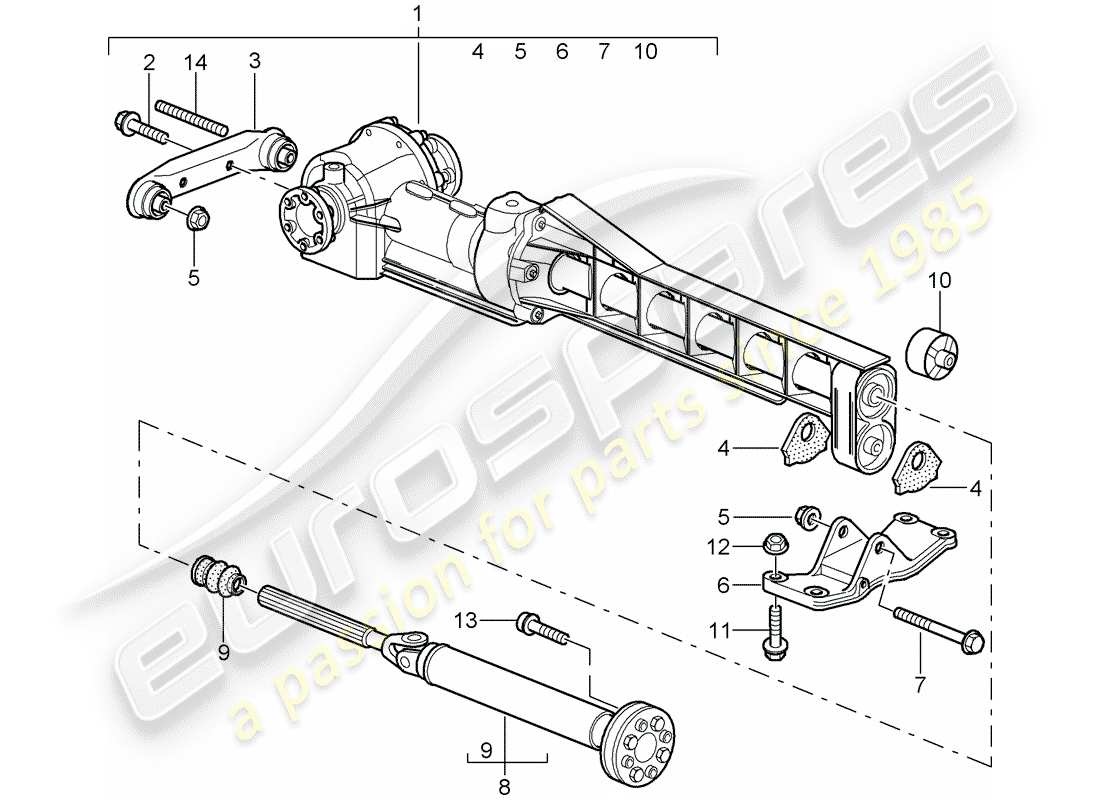 porsche 2007 (997-1 turbo / gt2) front axle differential parts diagram