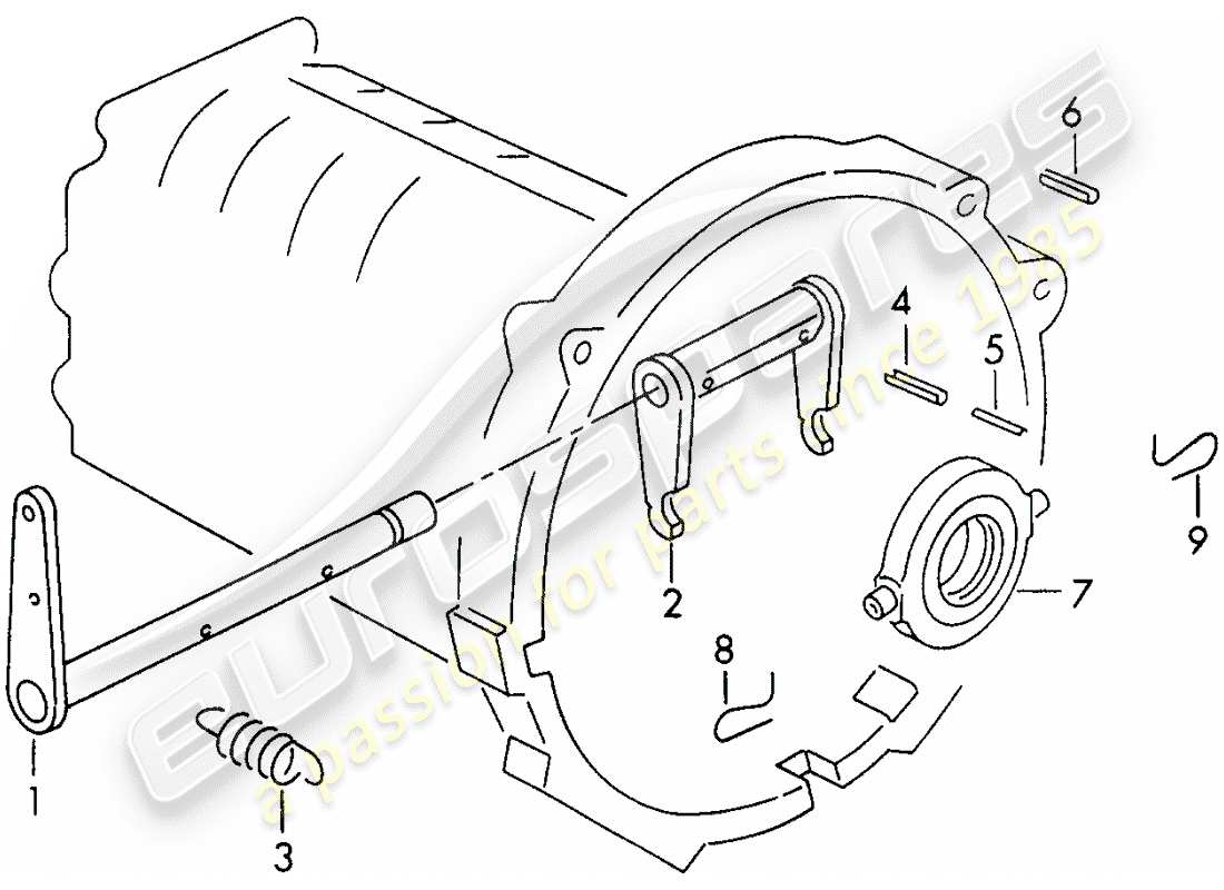 porsche 1954 (356/356a) clutch release - g 25 001 >> part diagram