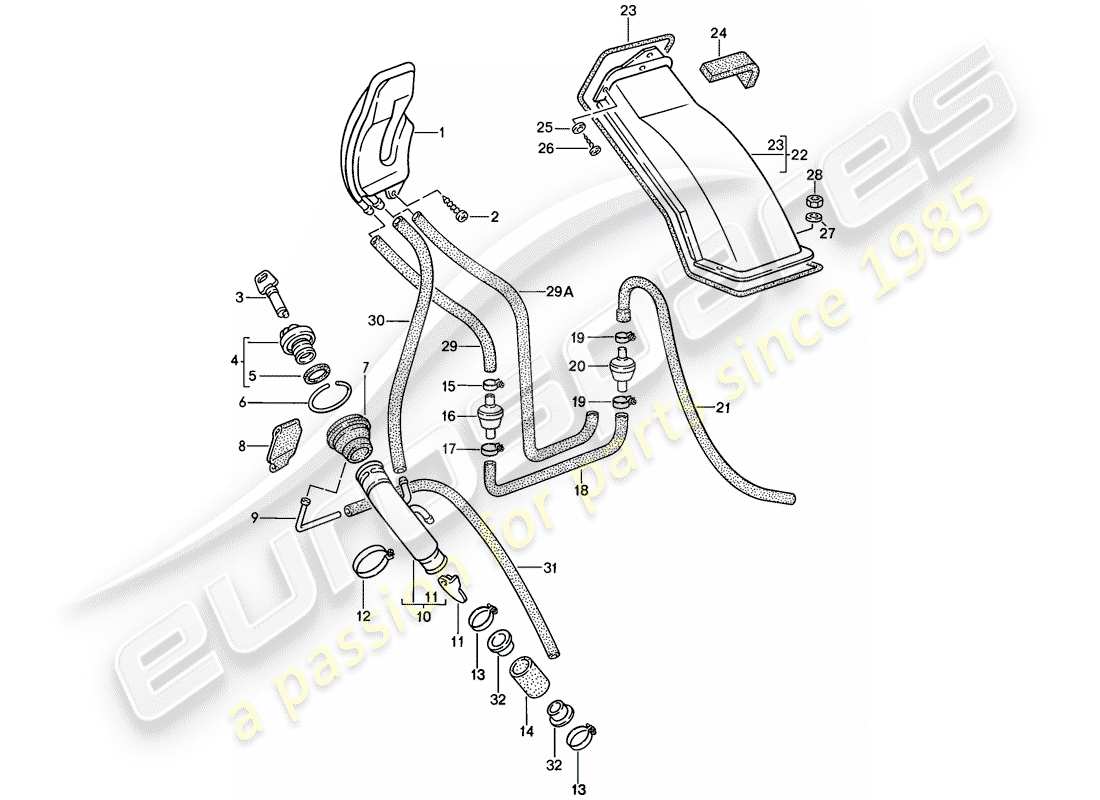 porsche 1988 (924s) fuel tank - 2 parts diagram