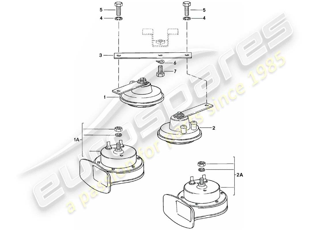 porsche 1981 (924) horn part diagram