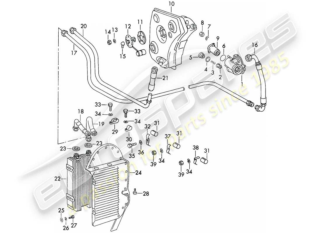 porsche 1971 (911) engine lubrication - auxiliary units - for - typ 911/53/63 - d - mj 1972>> - mj 1973 part diagram
