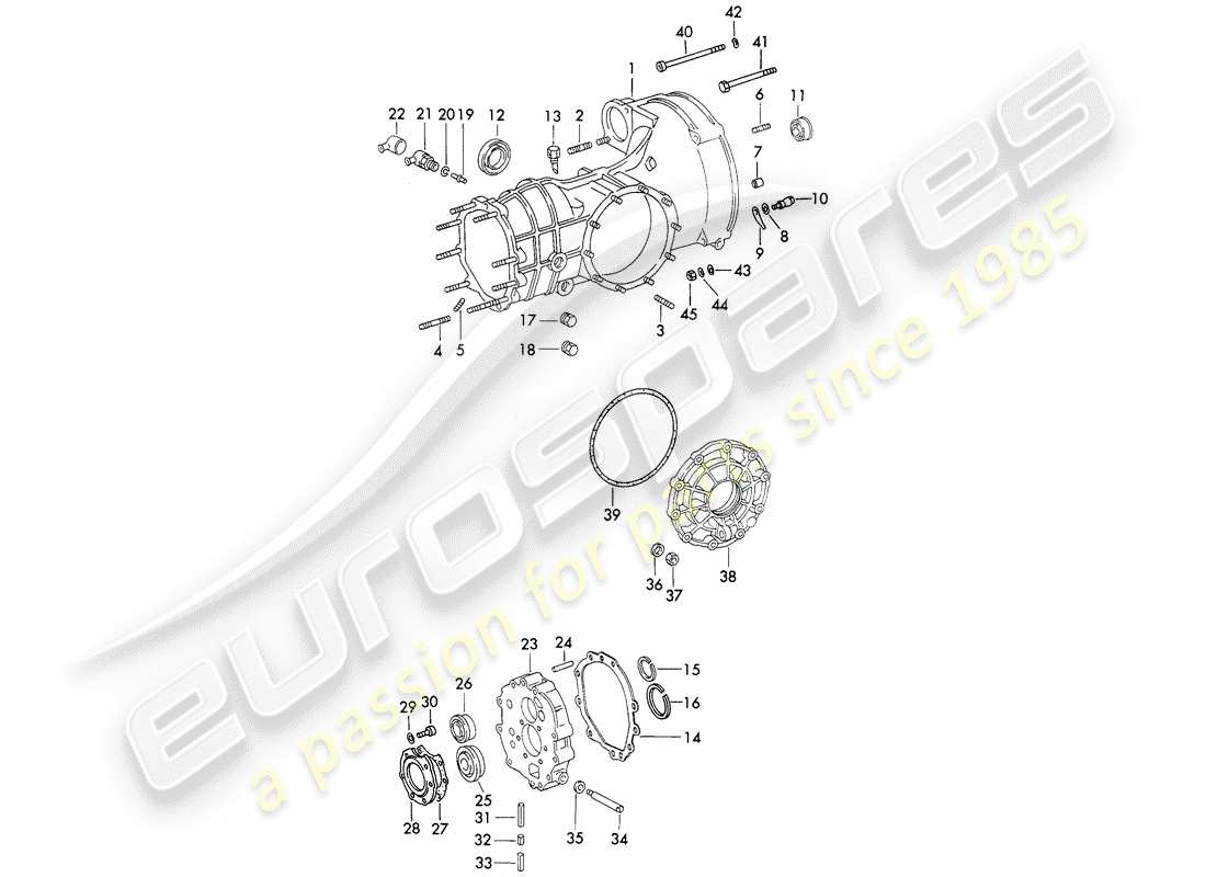porsche 1972 (911) replacement transmission - transmission case - die casting - d >> - mj 1971 part diagram