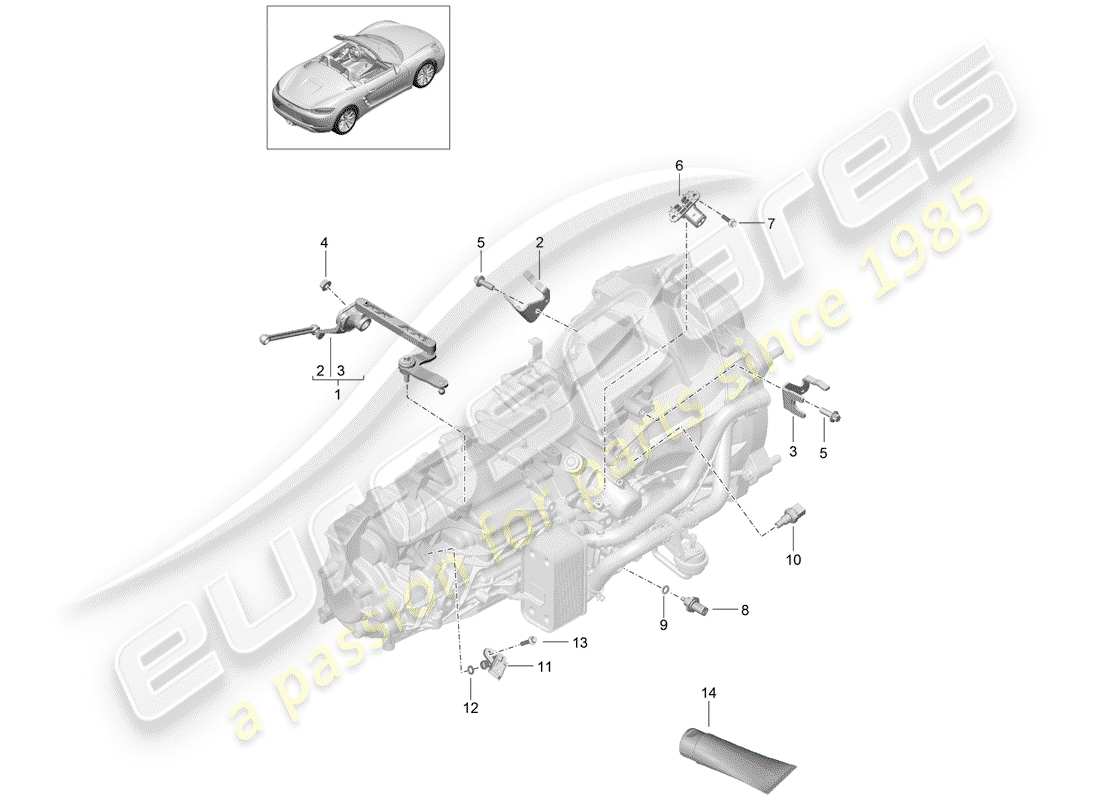 porsche 2018 (718 boxster) manual gearbox part diagram