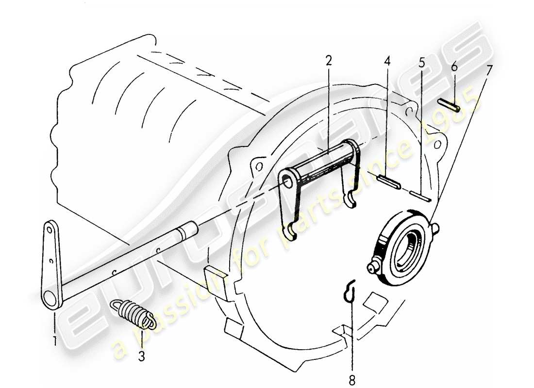 porsche 1954 (356/356a) clutch release - g 25 001 >> part diagram