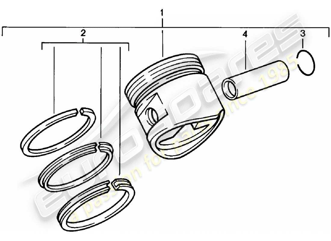 porsche 1982 (924) piston - piston rings part diagram