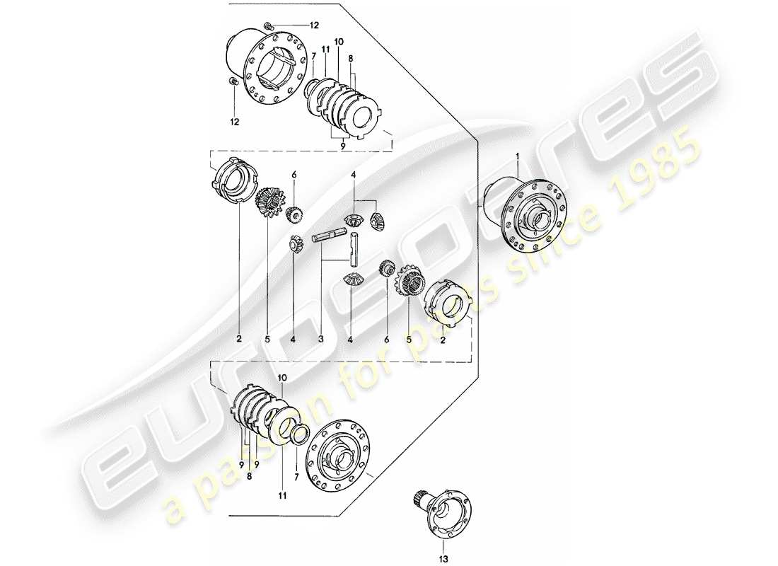 porsche 1981 (924) limited slip differential - manual gearbox - g31.01/02/03 part diagram