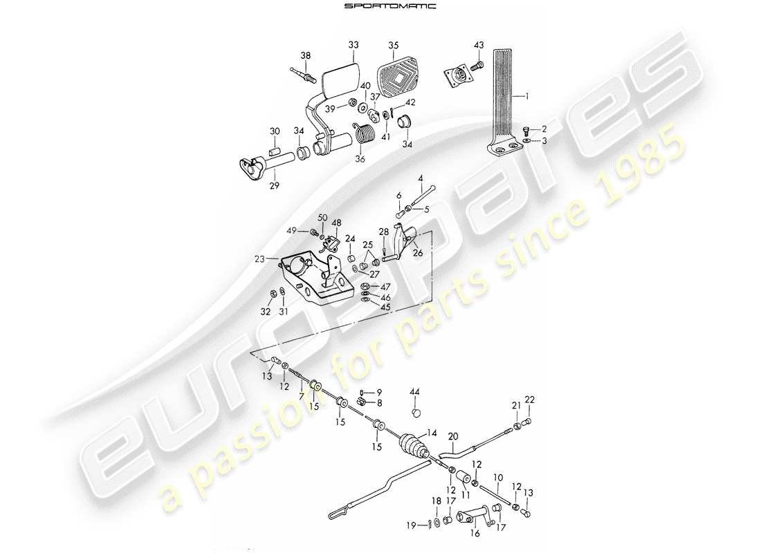 porsche 1971 (911) pedals part diagram