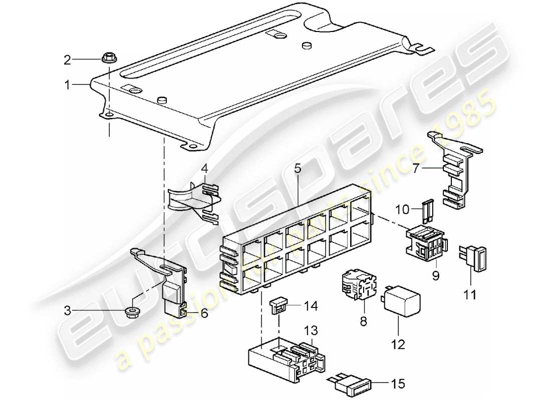 porsche 2008 (997-1) fuse box/relay plate part diagram