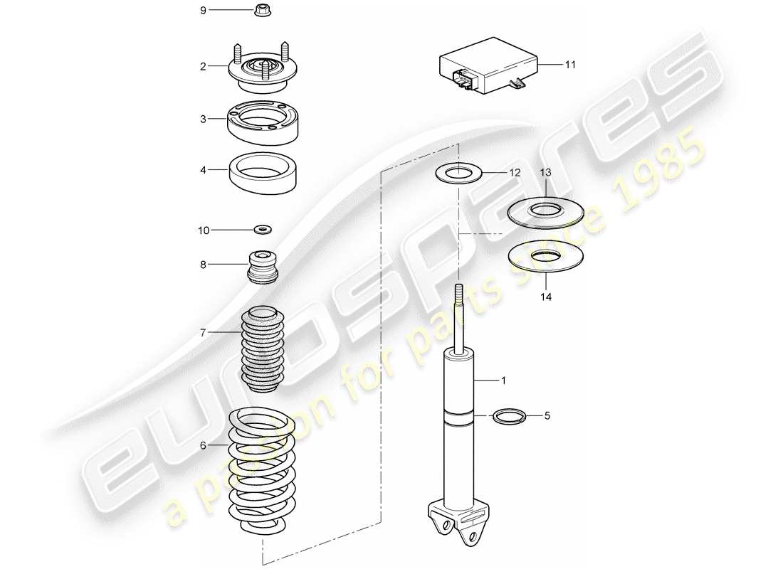 porsche 2008 (997-1) shock absorber part diagram