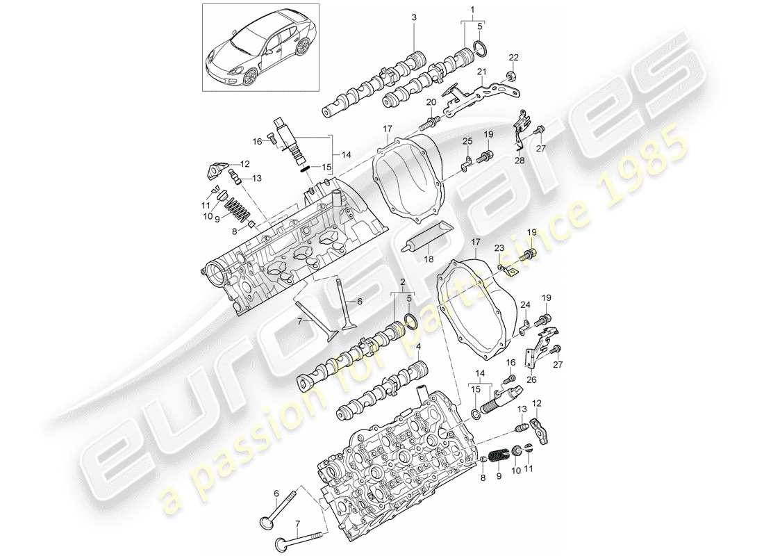 porsche panamera 970 (2014) camshaft, valves part diagram