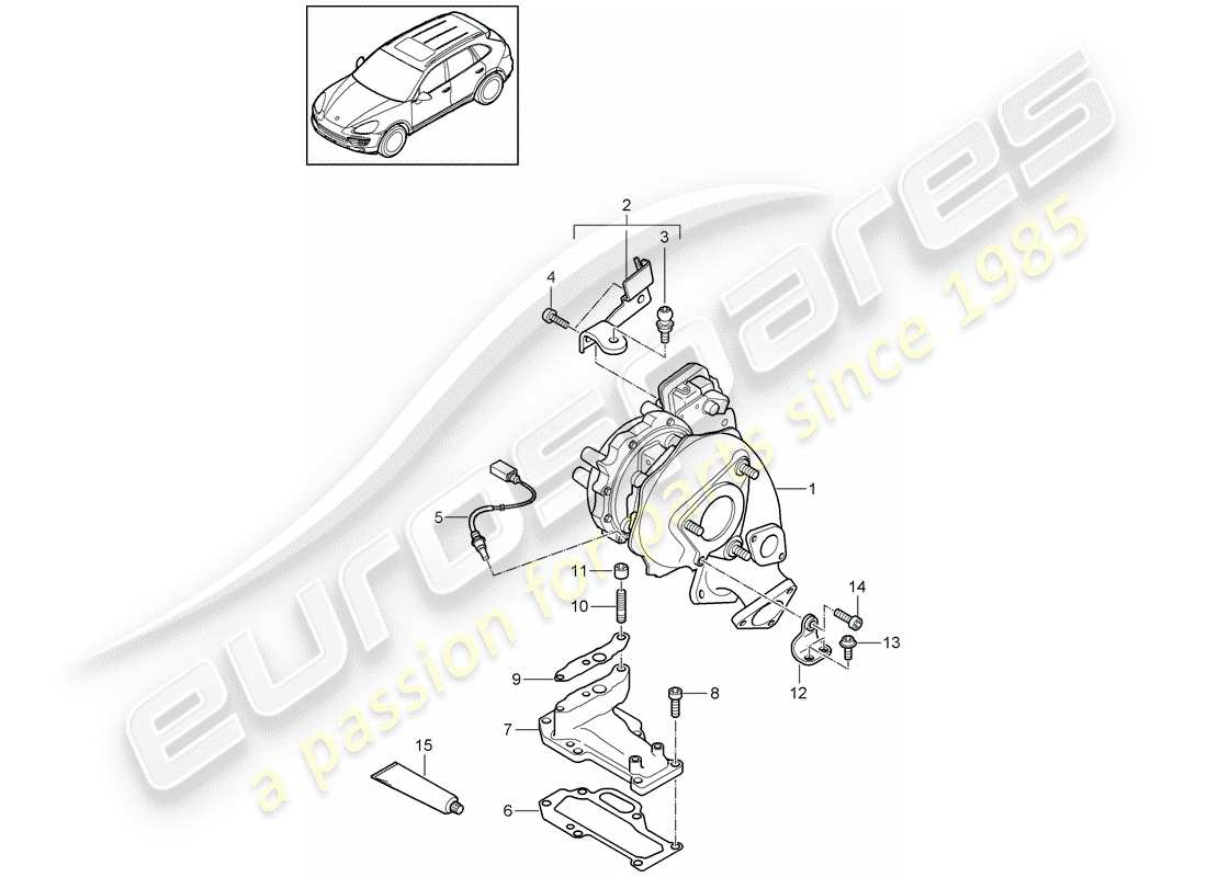 porsche 2015 (cayenne e2 92a) exhaust gas turbocharger part diagram