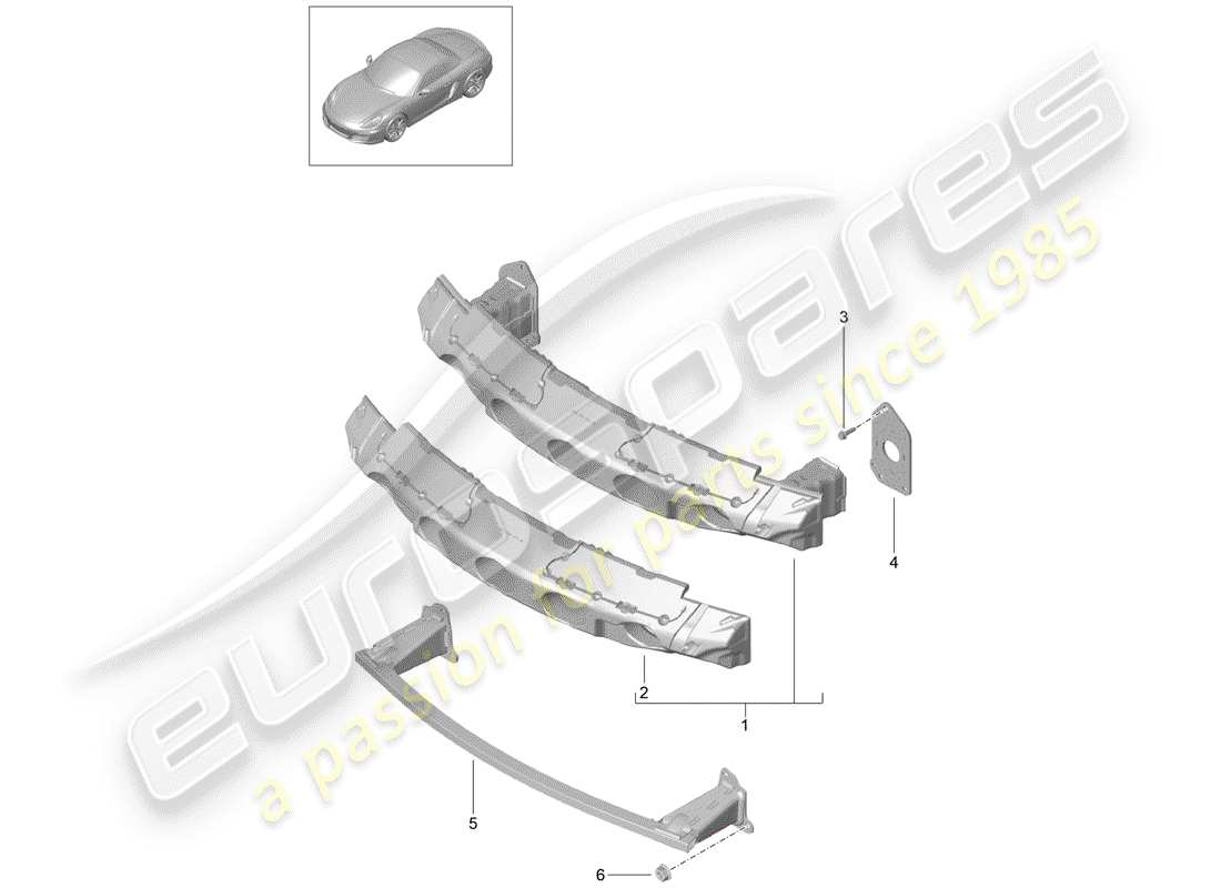 porsche 2013 (981 boxster) bumper bracket parts diagram