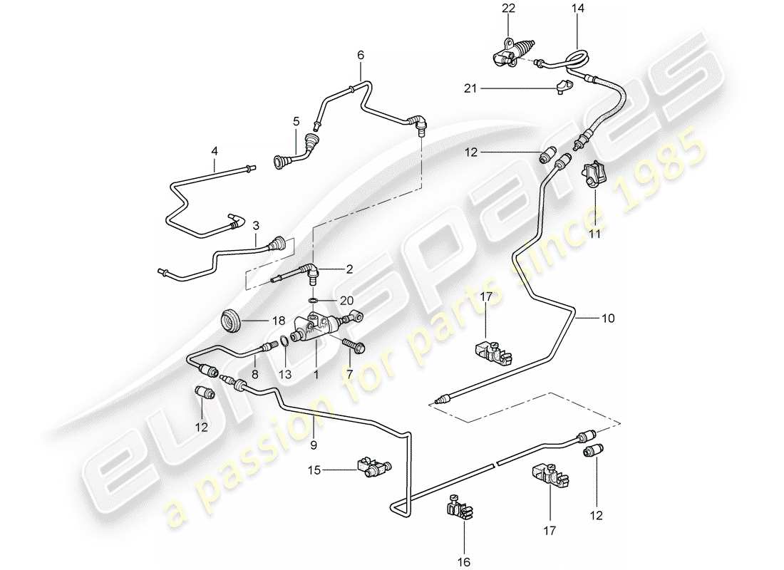 porsche 2011 (997-2 gt3) hydraulic clutch parts diagram