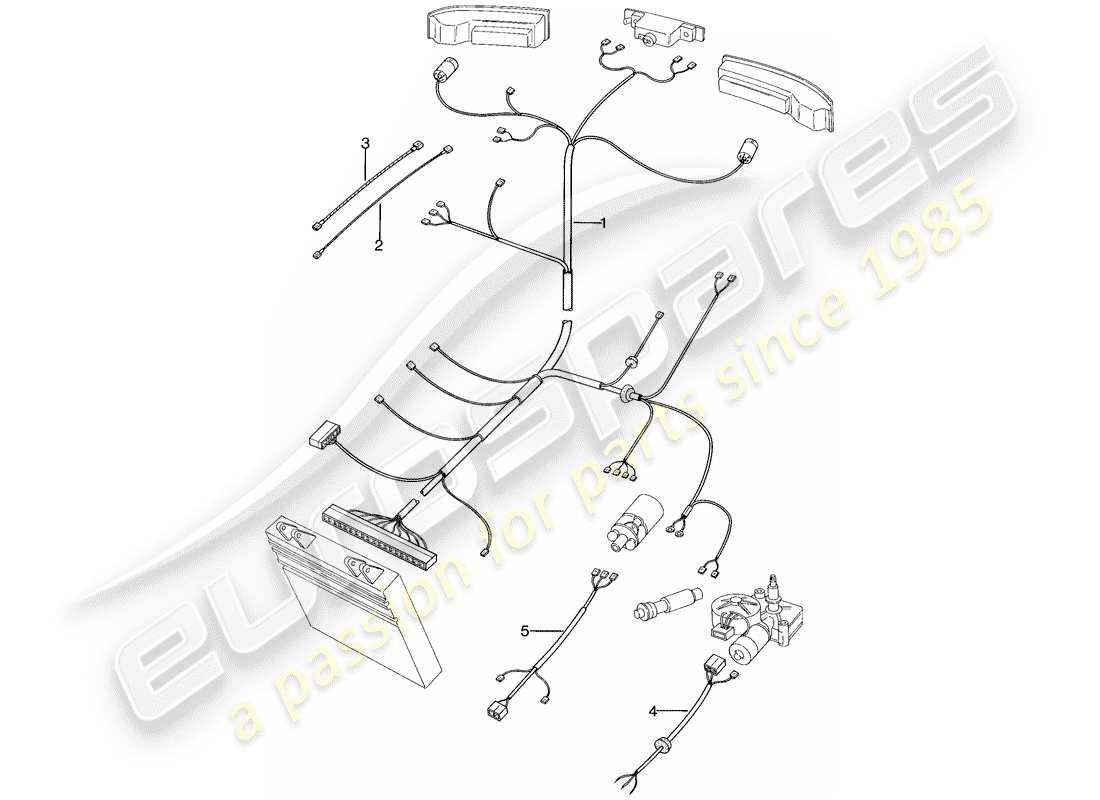 porsche 1977 (924) wiring harnesses - rear end part diagram