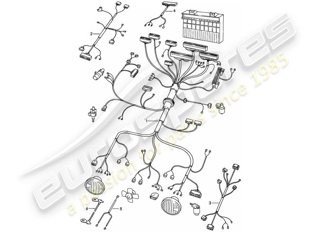 porsche 1987 (924s) wiring harnesses - engine bay parts diagram