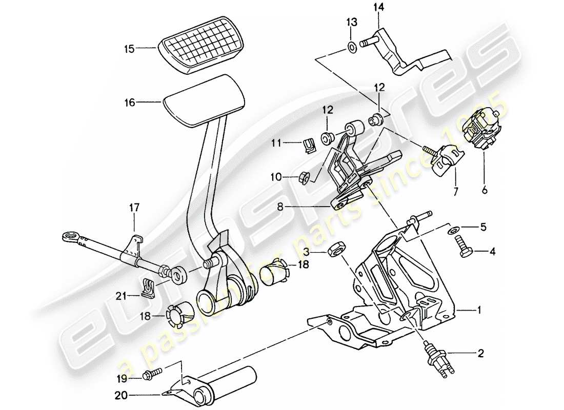 porsche 1996 (993) pedals - tiptronic part diagram