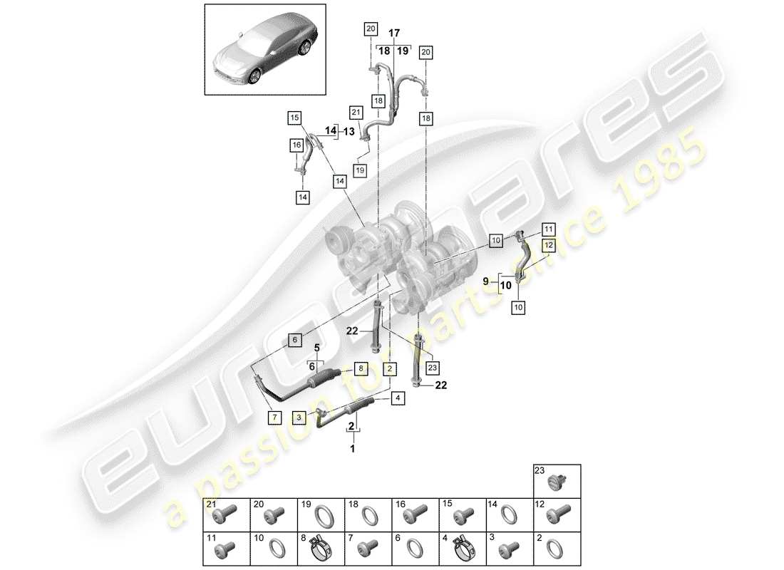 porsche 2019 (panamera 971-1) water cooling for part diagram