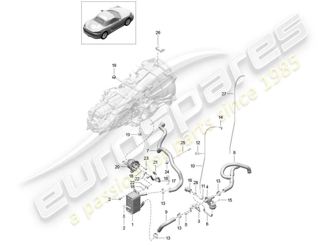 porsche 2019 (718 boxster) manual gearbox part diagram