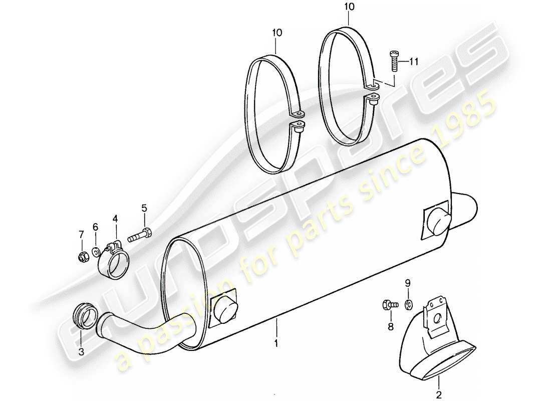 porsche 1987 (959) silencer parts diagram
