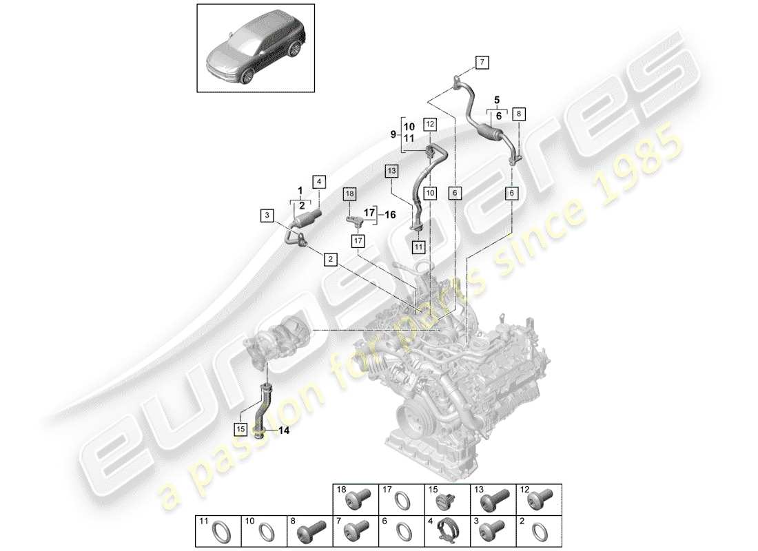 porsche 2020 (cayenne e3 9ya/9yb) water cooling part diagram