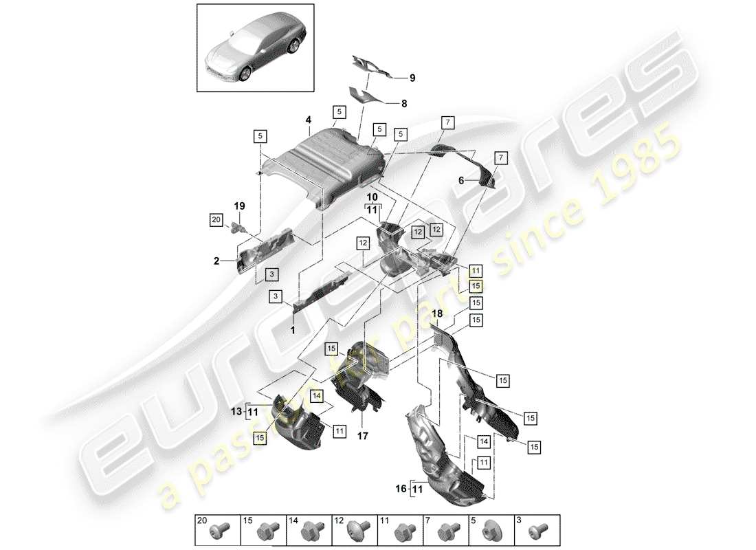 porsche 2019 (panamera 971-1) exhaust system part diagram