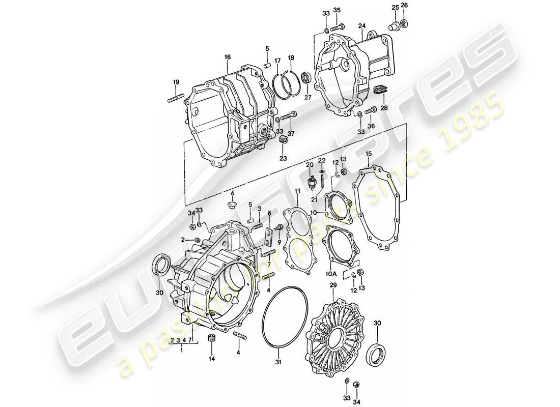 porsche 1977 (924) replacement transmission - transmission case - 5-speed part diagram