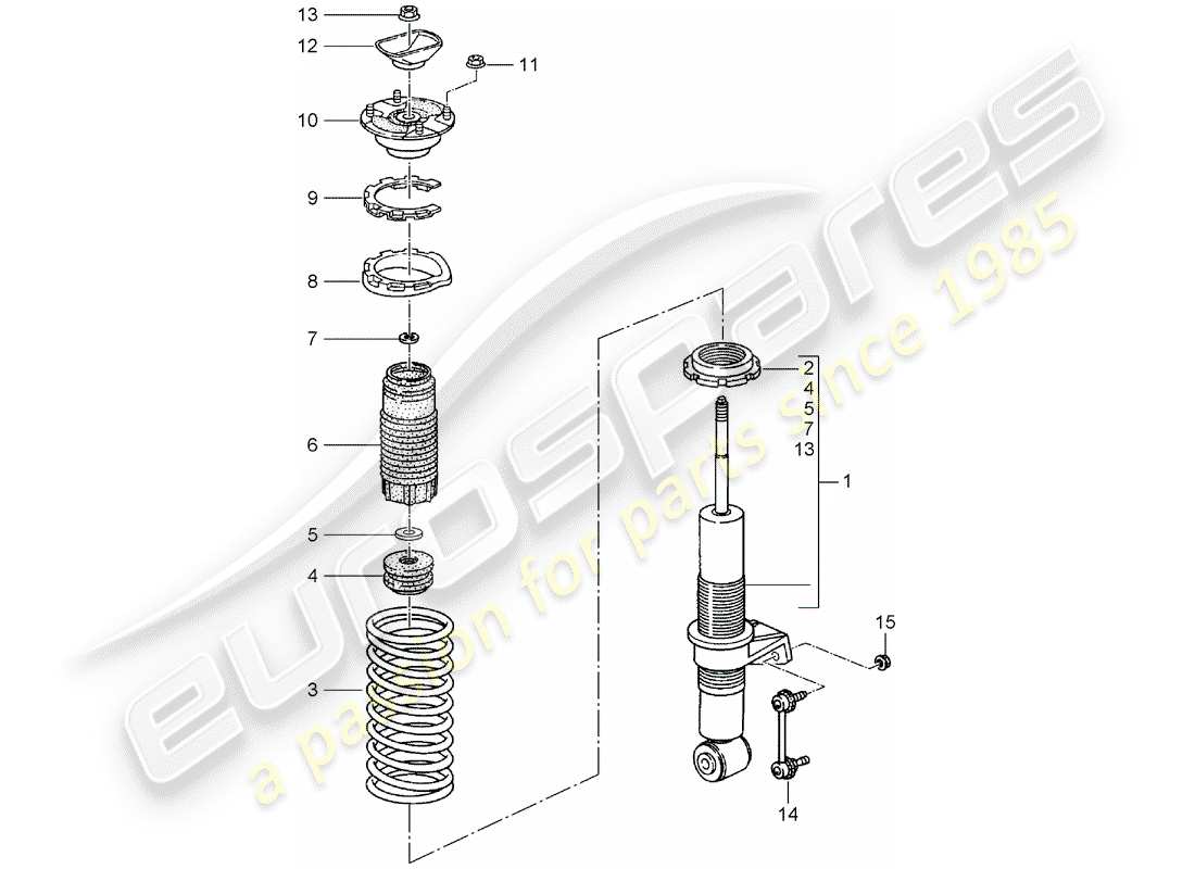 porsche 1997 (993) shock absorber - coil spring - connecting link - new design - see technical information - group 4 - nr. 145/15 - nr. 7/16 - modification - accessories - attention part diagram