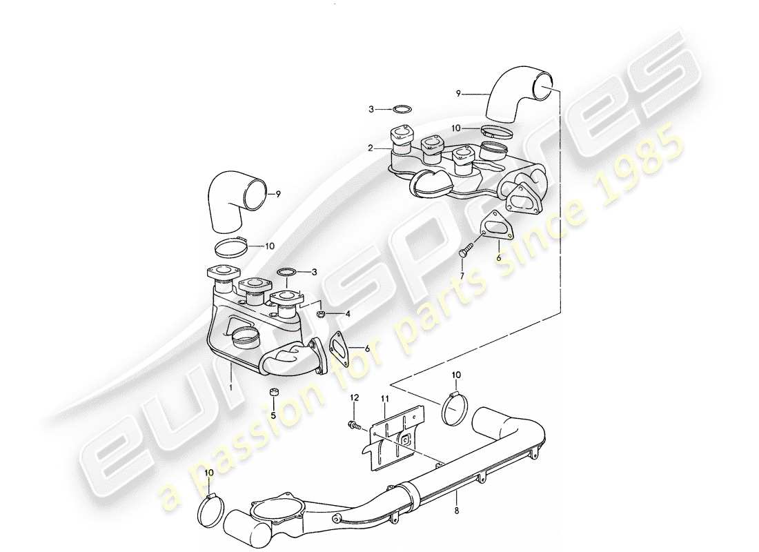 porsche 1997 (993) exhaust system - heater core - see technical information - group 2 - nr. 2/ 98 part diagram