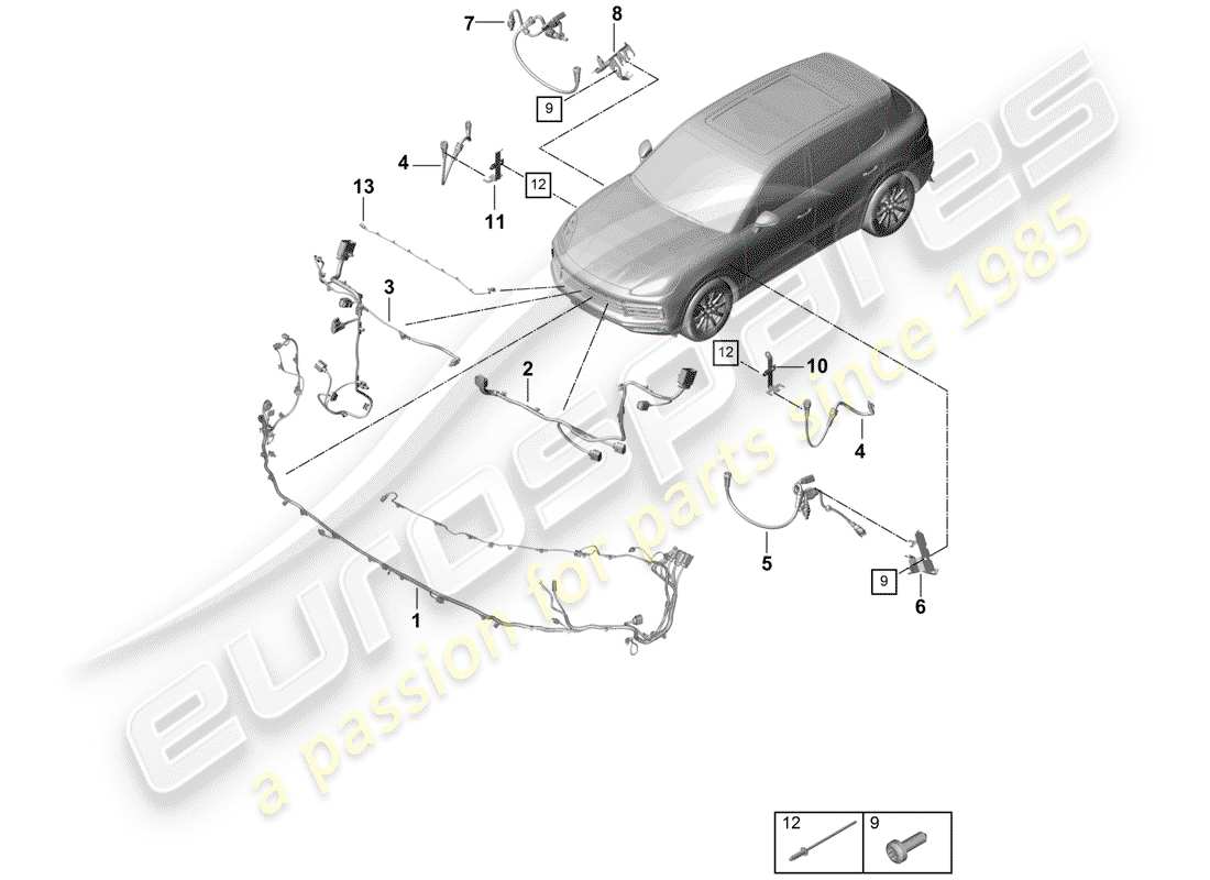 porsche 2020 (cayenne e3 9ya/9yb) wiring harnesses part diagram