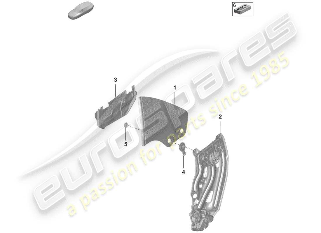 porsche 2019 (992-1) side window parts diagram